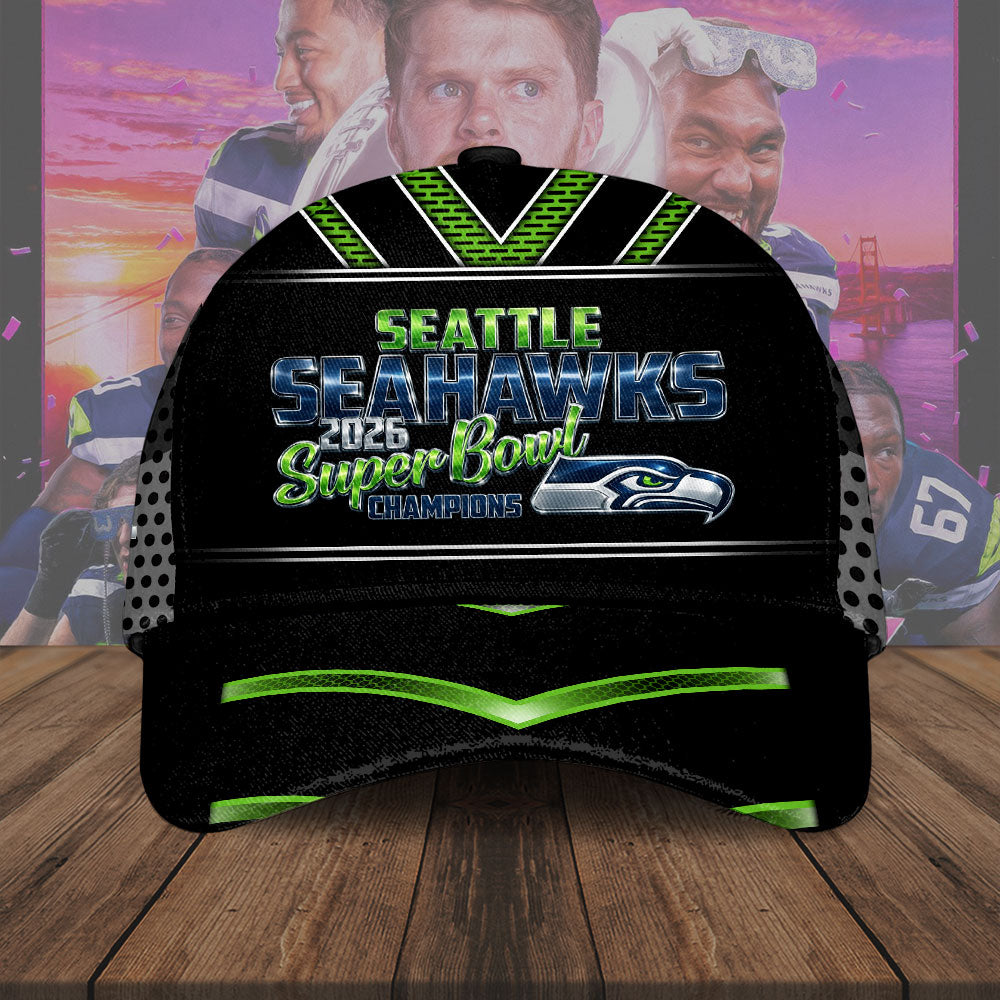 Seattle Seahawks 2025 Super Bowl LX Champions Classic Cap – TMTHU4065