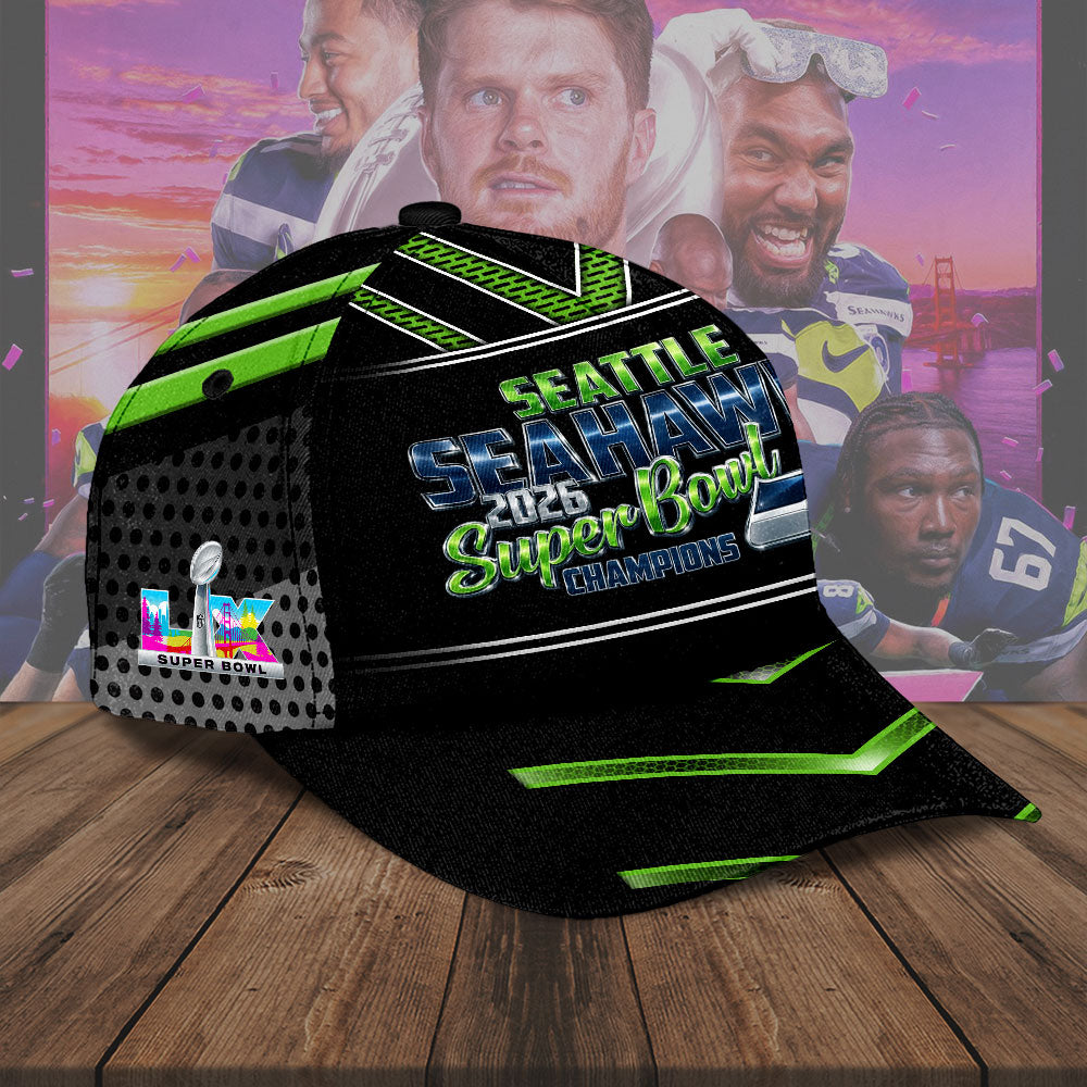 Seattle Seahawks 2025 Super Bowl LX Champions Classic Cap – TMTHU4065