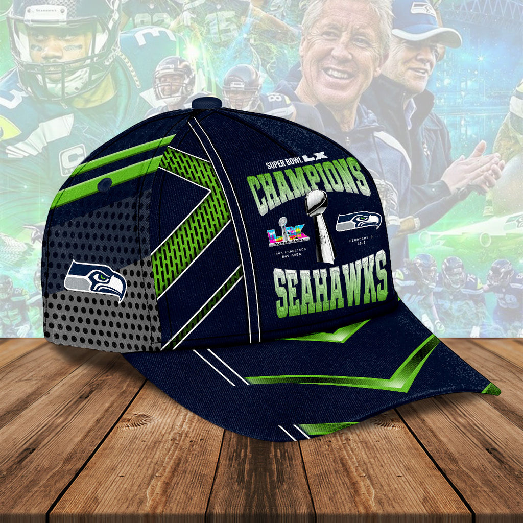 Seattle Seahawks 2025 Super Bowl LX Champions Classic Cap – HOATT16205