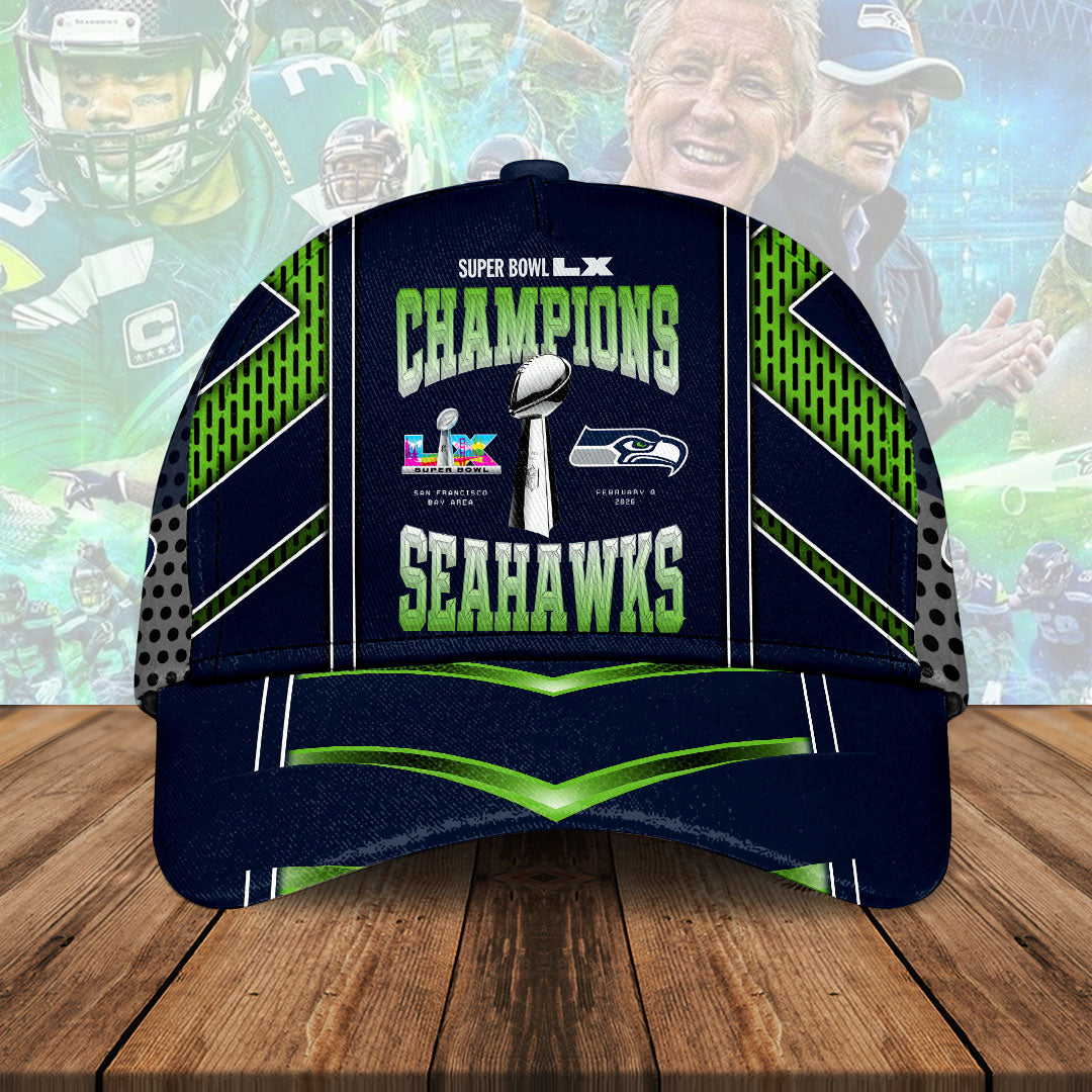 Seattle Seahawks 2025 Super Bowl LX Champions Classic Cap – HOATT16205