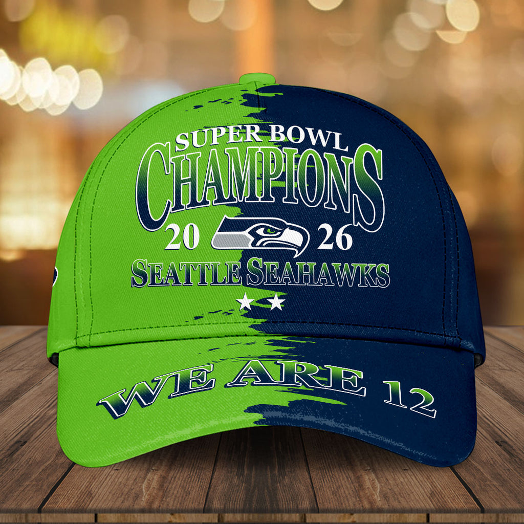 Seattle Seahawks 2025 Super Bowl LX Champions Classic Cap – HOATT16228