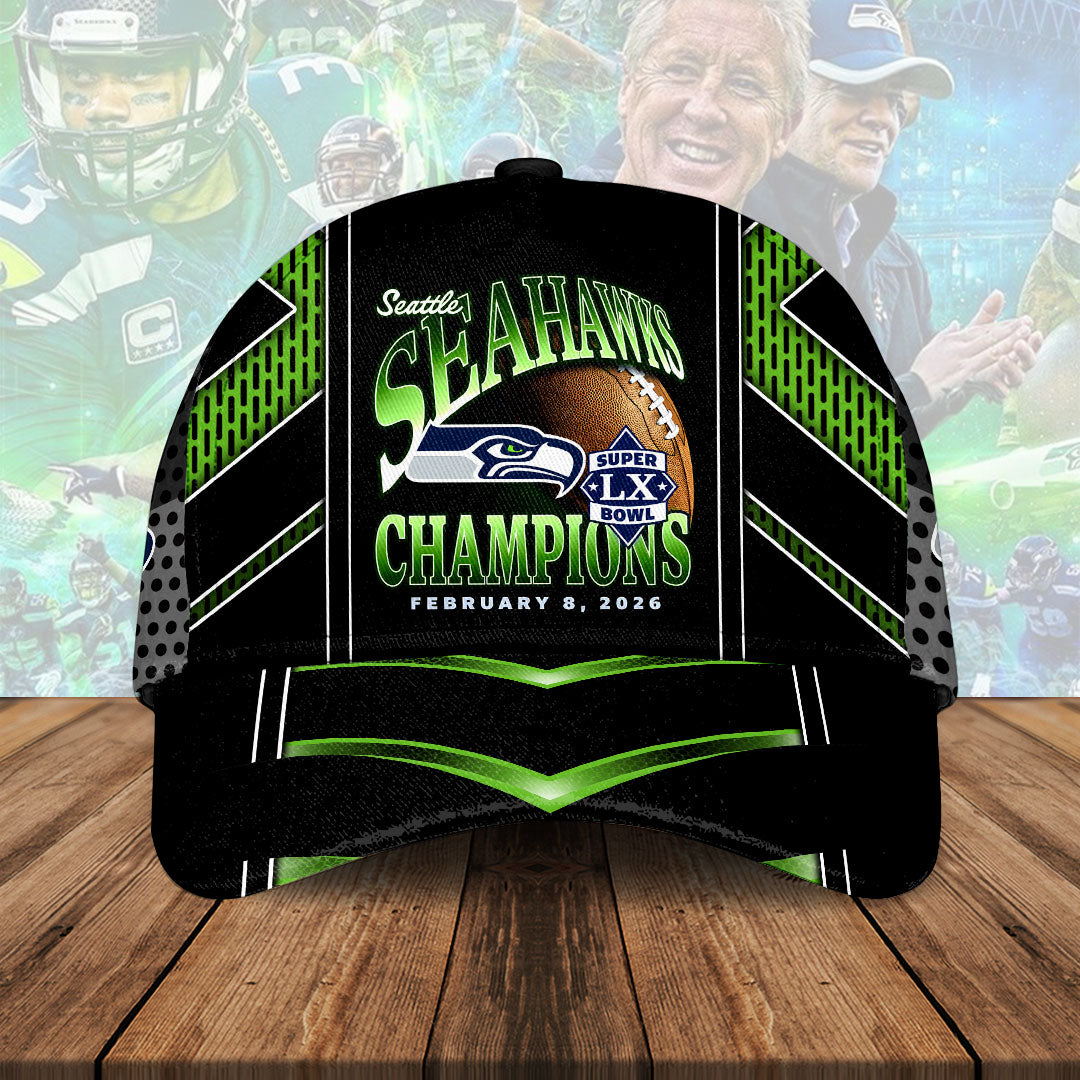 Seattle Seahawks 2025 Super Bowl LX Champions Classic Cap – HOATT16230