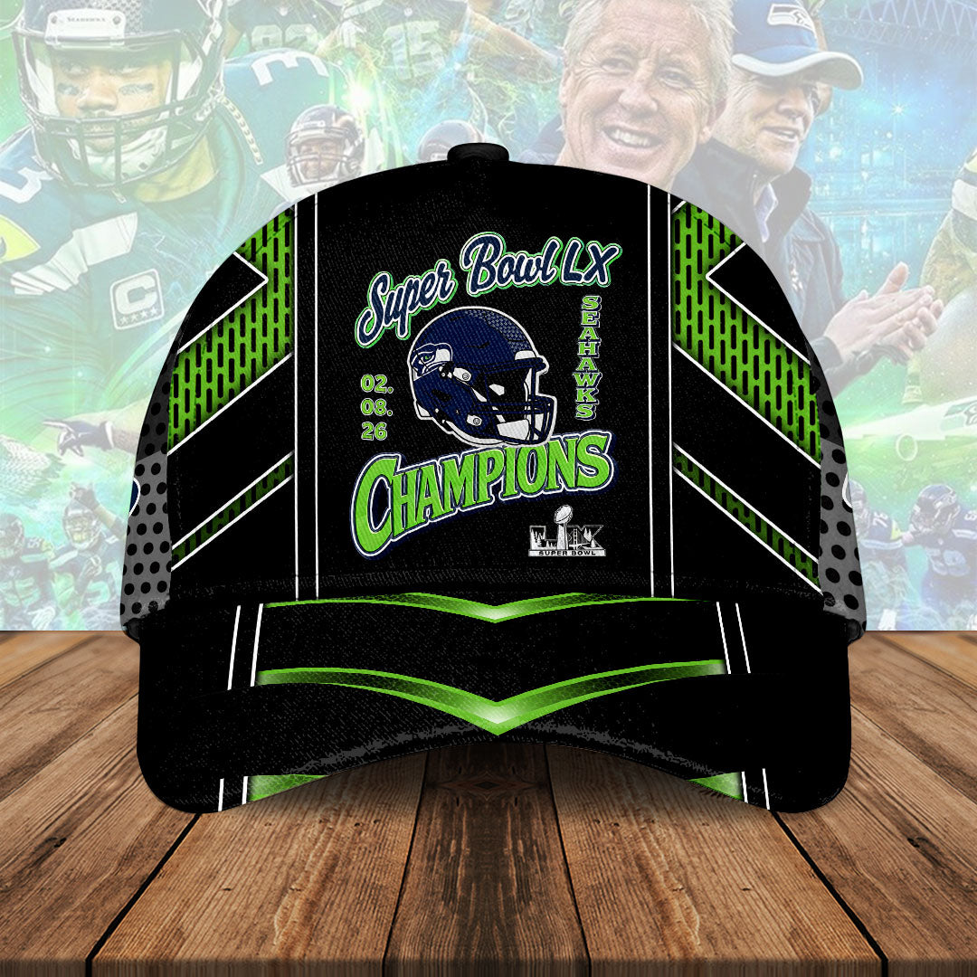 Seattle Seahawks 2025 Super Bowl LX Champions Classic Cap – HOATT16253