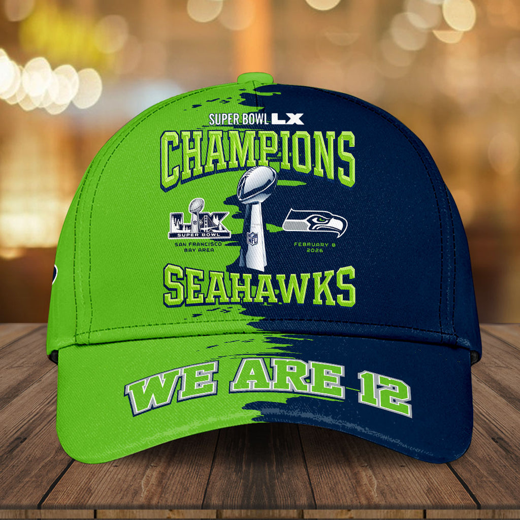 Seattle Seahawks 2025 Super Bowl LX Champions Classic Cap – HOATT16311