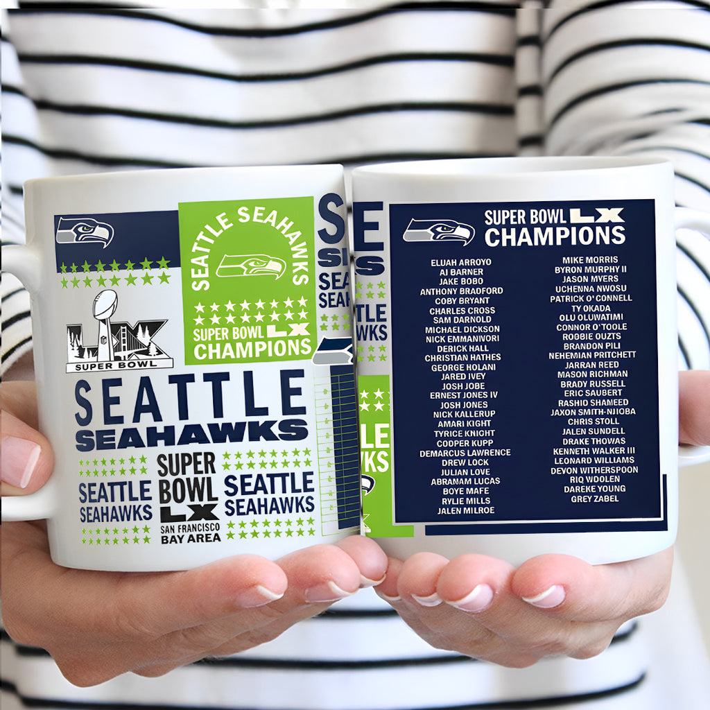 Seattle Seahawks 2025 Super Bowl LX Champions Ceramic Mug – TANTN20984