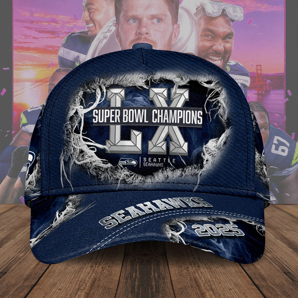 Seattle Seahawks 2025 Super Bowl LX Champions Classic Cap – TMTHU3994