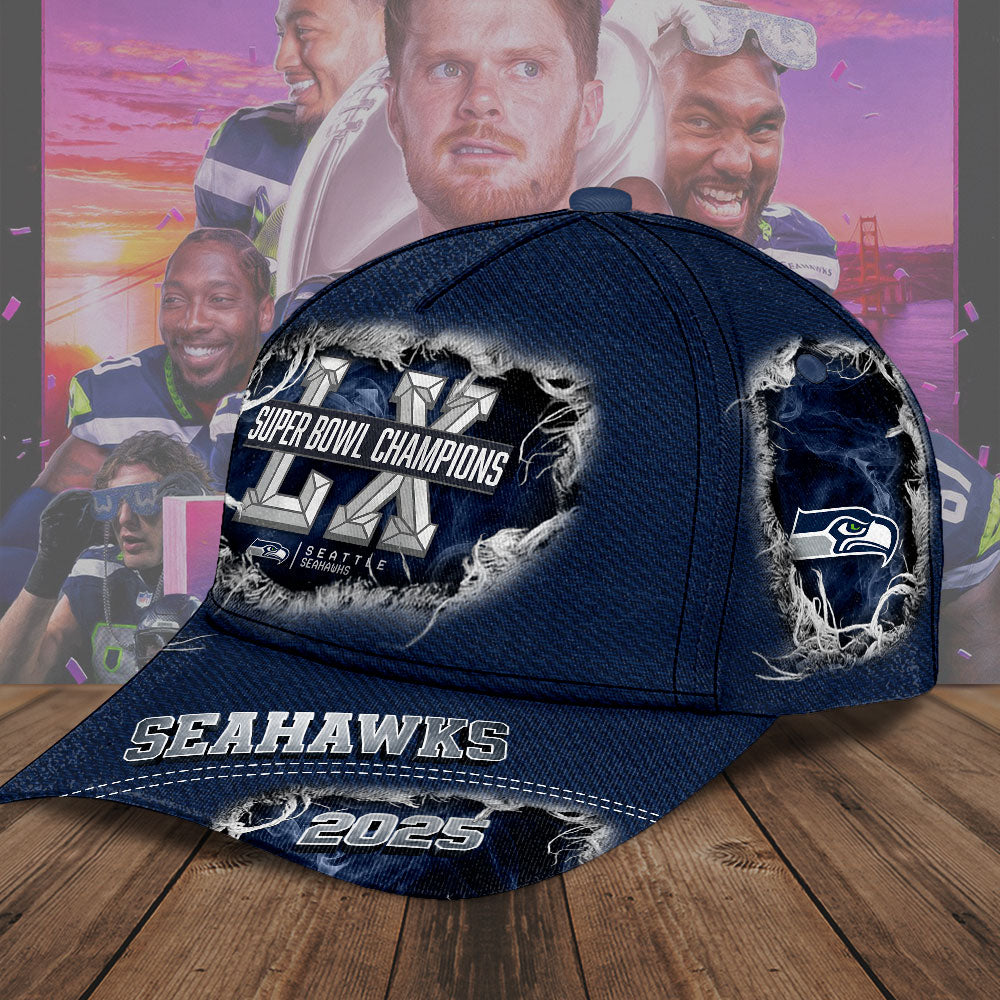 Seattle Seahawks 2025 Super Bowl LX Champions Classic Cap – TMTHU3994