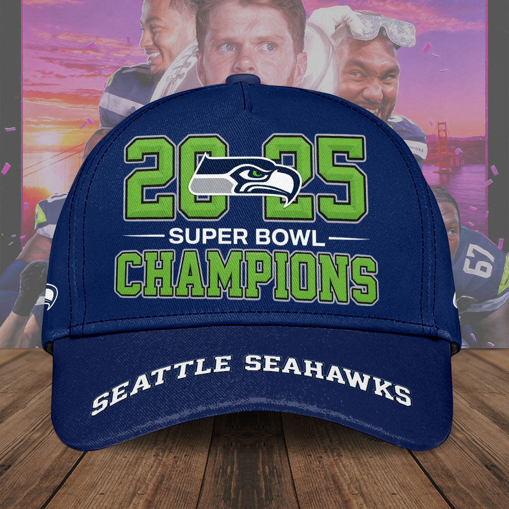 Seattle Seahawks 2025 Super Bowl LX Champions Classic Cap – TMTHU4156