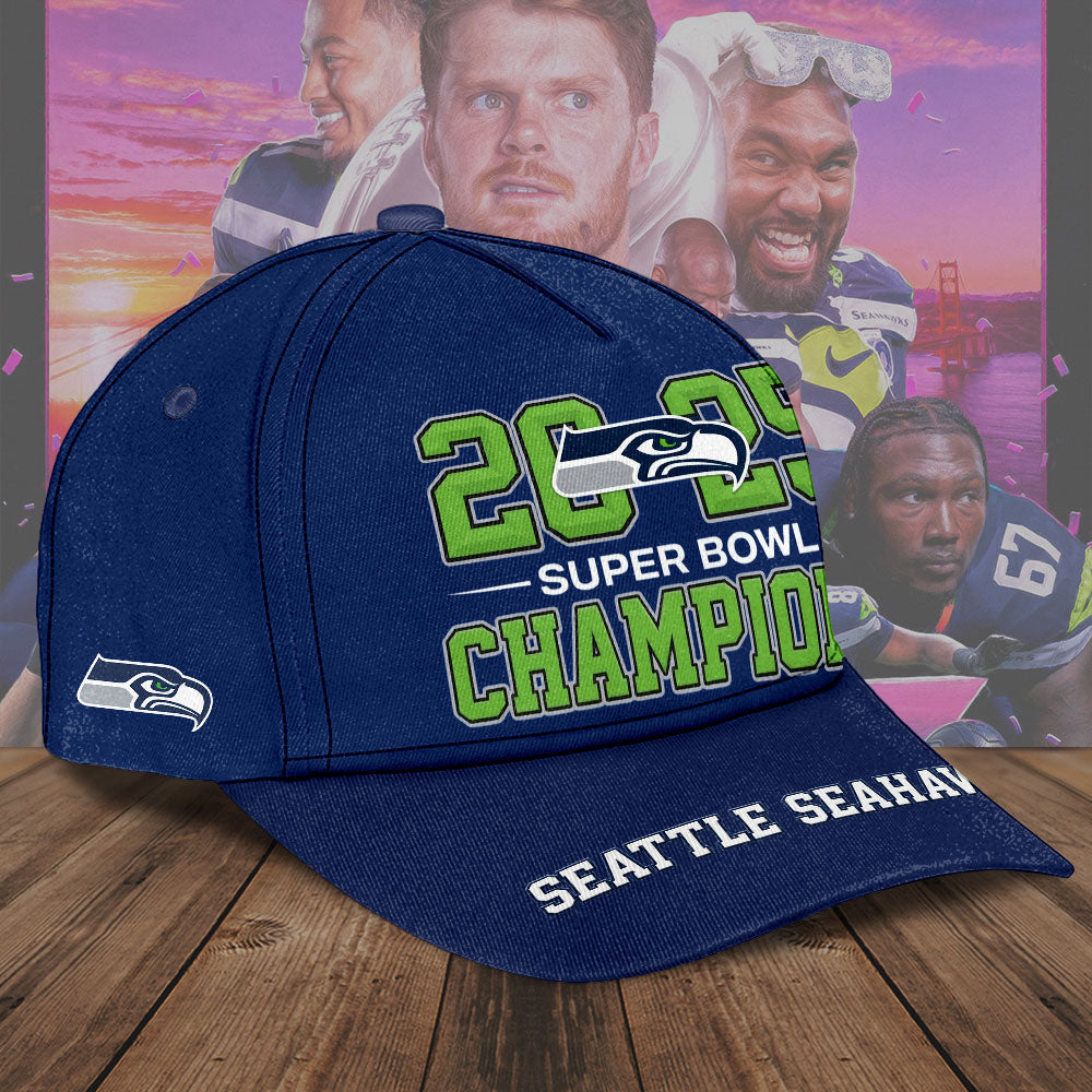 Seattle Seahawks 2025 Super Bowl LX Champions Classic Cap – TMTHU4156