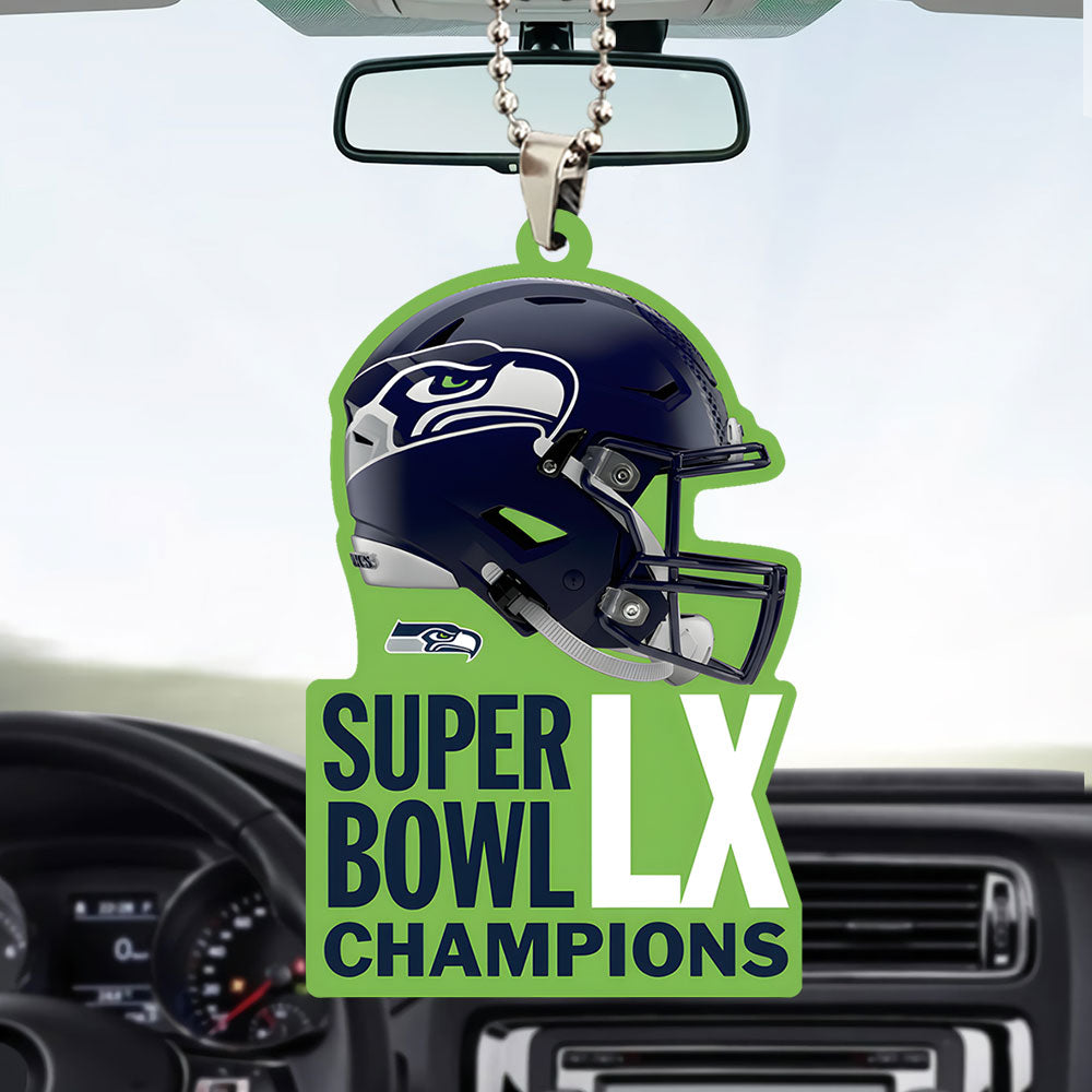 Seattle Seahawks 2025 Super Bowl LX Champions Custom shape 2-sided Acrylic Car Ornament – TANTN20983