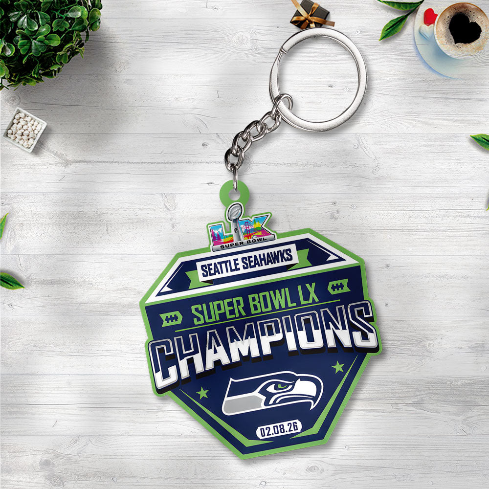 Seattle Seahawks 2025 Super Bowl LX Champions Custom Shape 2-sided Keychain – TANTN21088