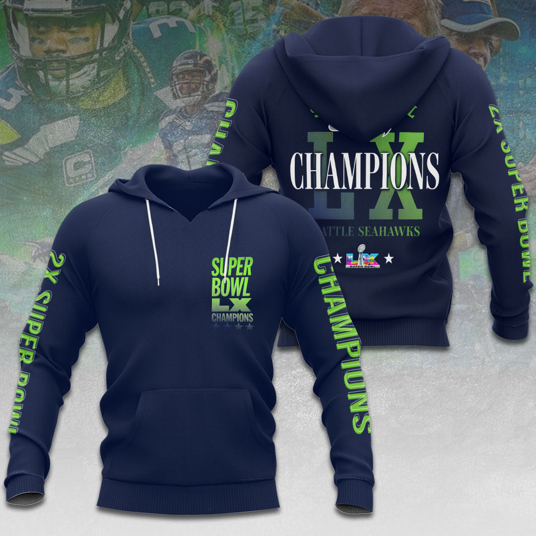 Seattle Seahawks 2025 Super Bowl LX Champions 3D Apparel – HOATT16238