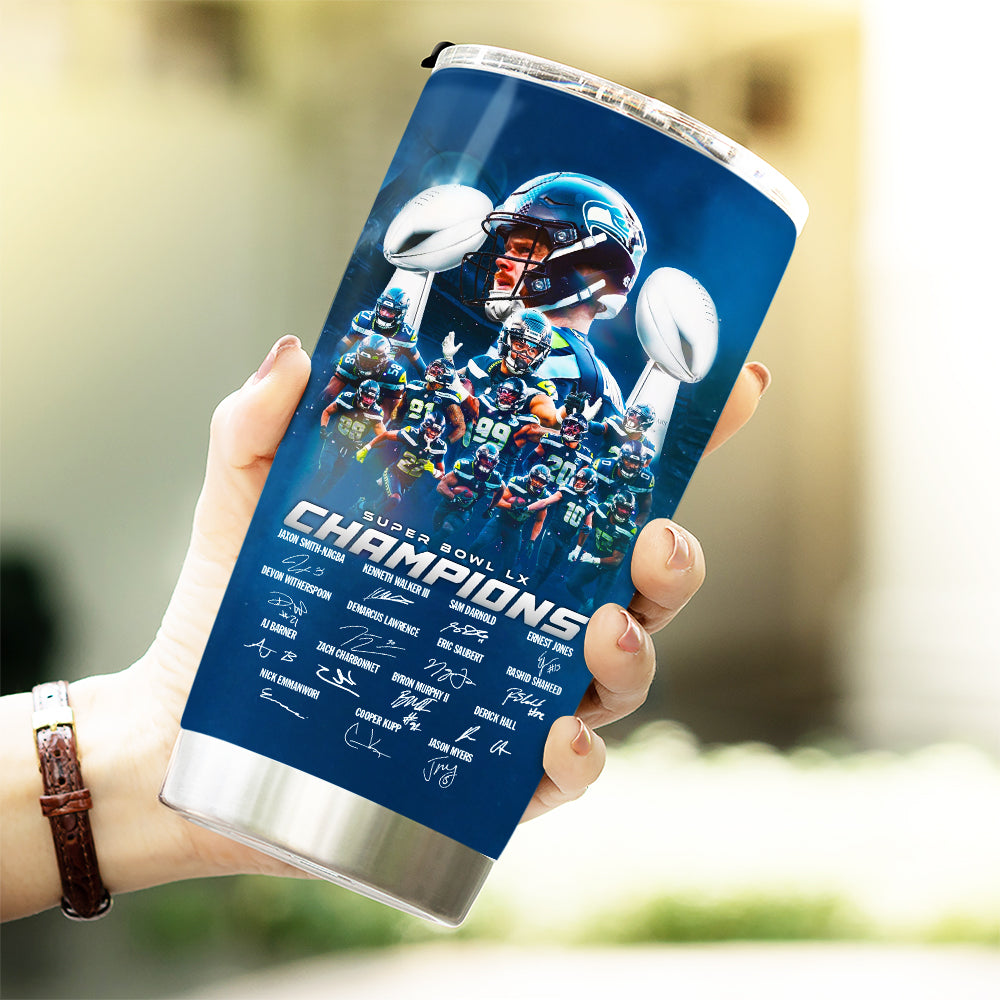 Seattle Seahawks 2025 Super Bowl LX Champions Tumbler Cup – TMTHU4025