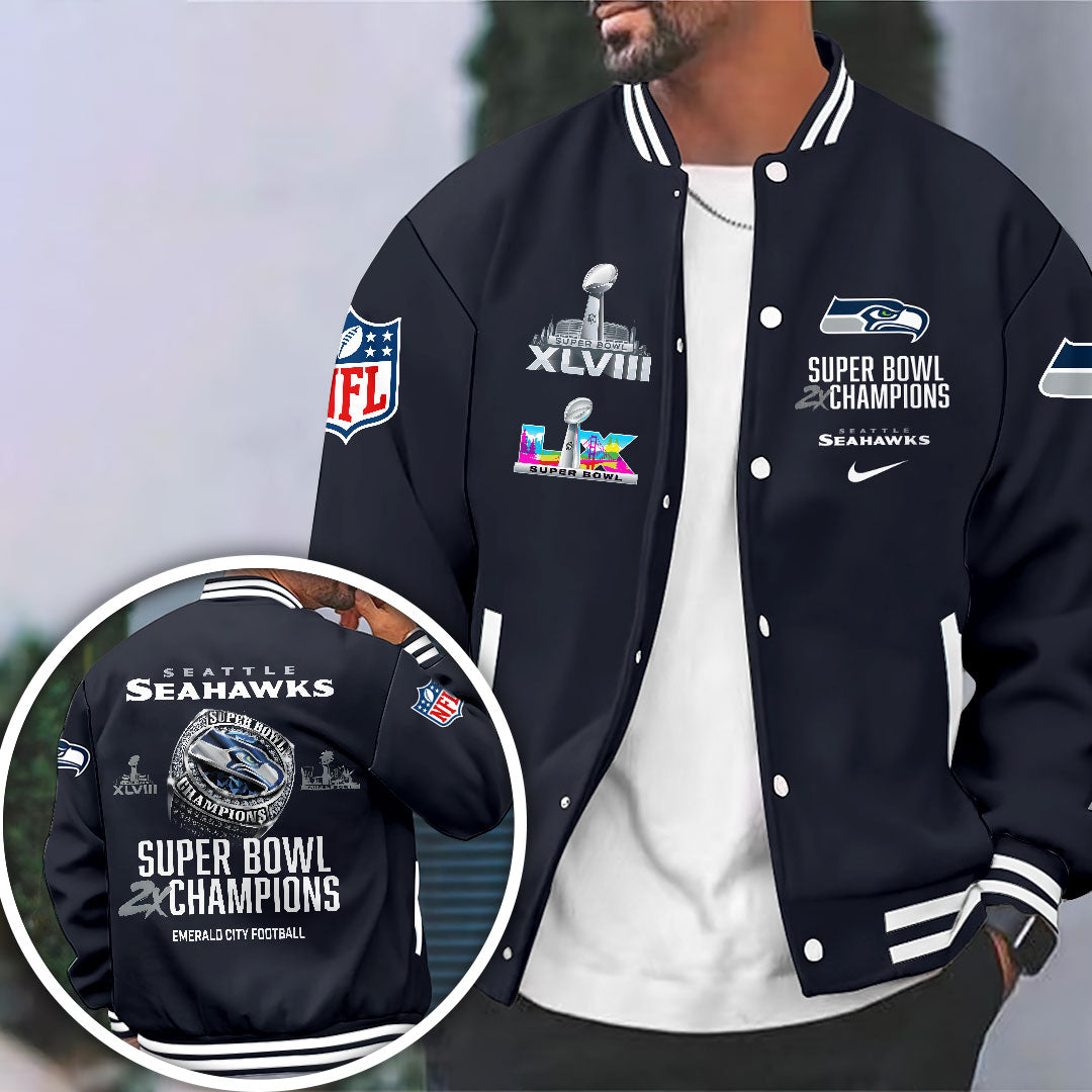 Seattle Seahawks 2025 Super Bowl LX Champions Varsity Jacket – HOATT16172