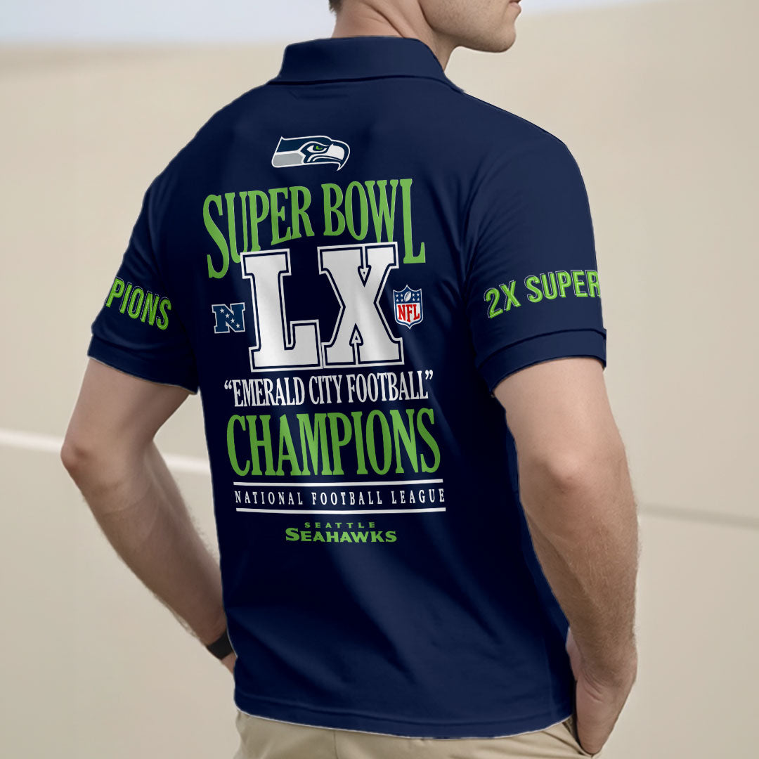 Seattle Seahawks 2025 Super Bowl LX Champions Zip Polo Shirt – HOATT16280