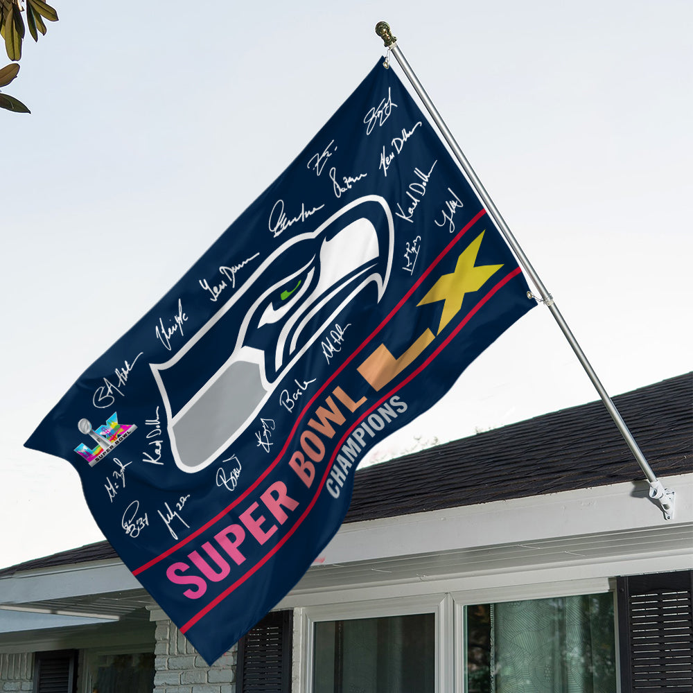 Seattle Seahawks 2025 Super Bowl LX Champions 3D Double-side House Flag – TMTHU3851