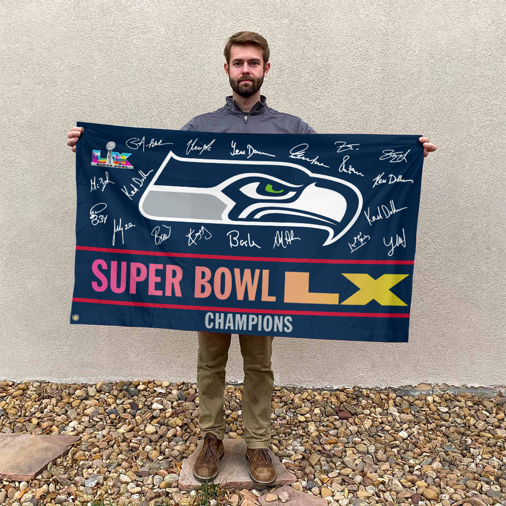 Seattle Seahawks 2025 Super Bowl LX Champions 3D Double-side House Flag – TMTHU3851