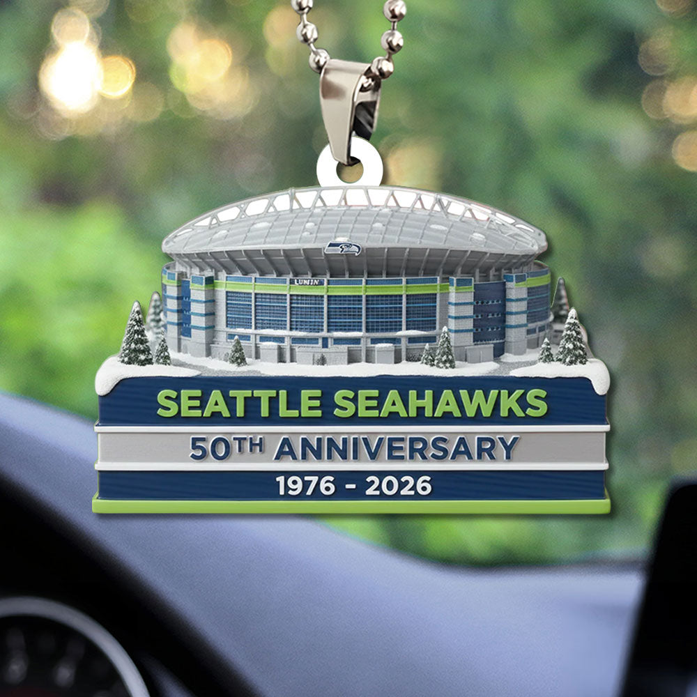 Seattle Seahawks 50th Anniversary 2026 Custom shape 2-sided Acrylic Car Ornament – TMTHU3073