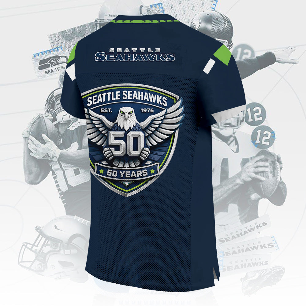Seattle Seahawks 50th Anniversary 2026 3D Football Jersey – TMTHU3717