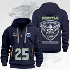 Seattle Seahawks 50th Anniversary 2D Quarter Zip Hoodie – TMTHU3772