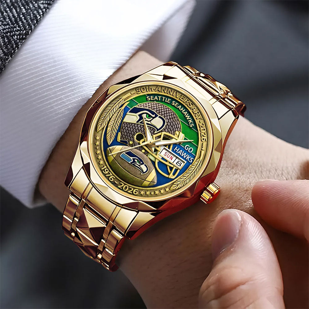 Seattle Seahawks 50th Anniversary Alloy Luxury Quartz Watch – MAITM14417