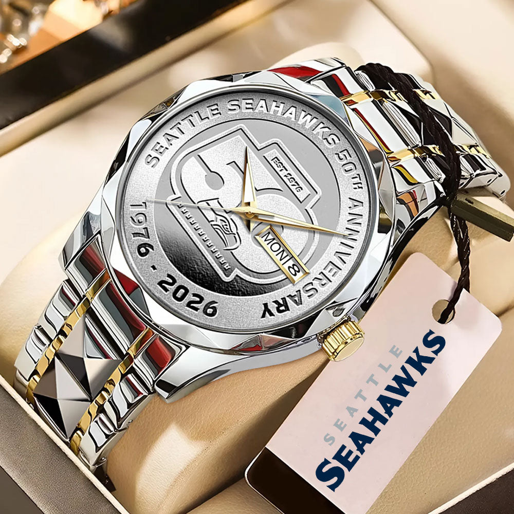 Seattle Seahawks 50th Anniversary Alloy Luxury Quartz Watch – MAITM14448