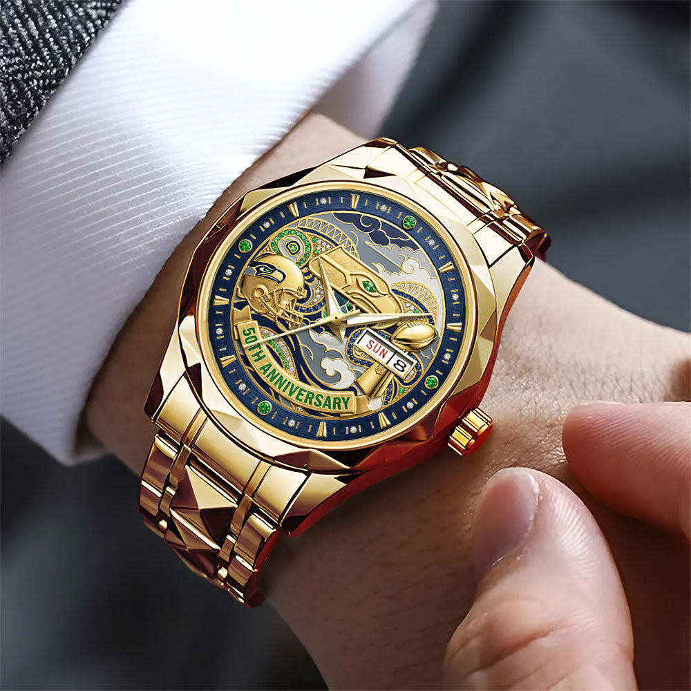 Seattle Seahawks 50th Anniversary Alloy Luxury Quartz Watch – MAITM14462