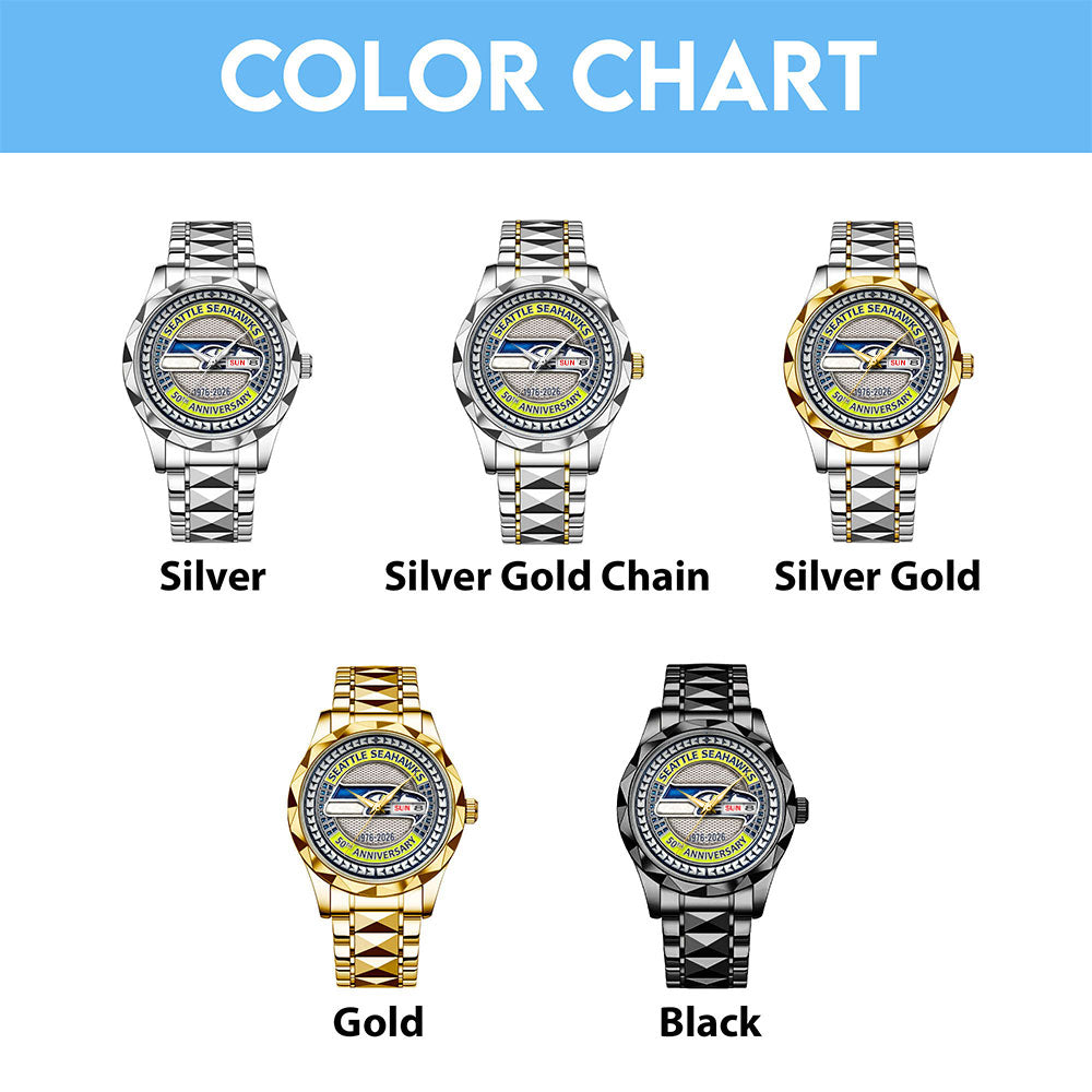 Seattle Seahawks 50th Anniversary Alloy Luxury Quartz Watch – MAITM14639