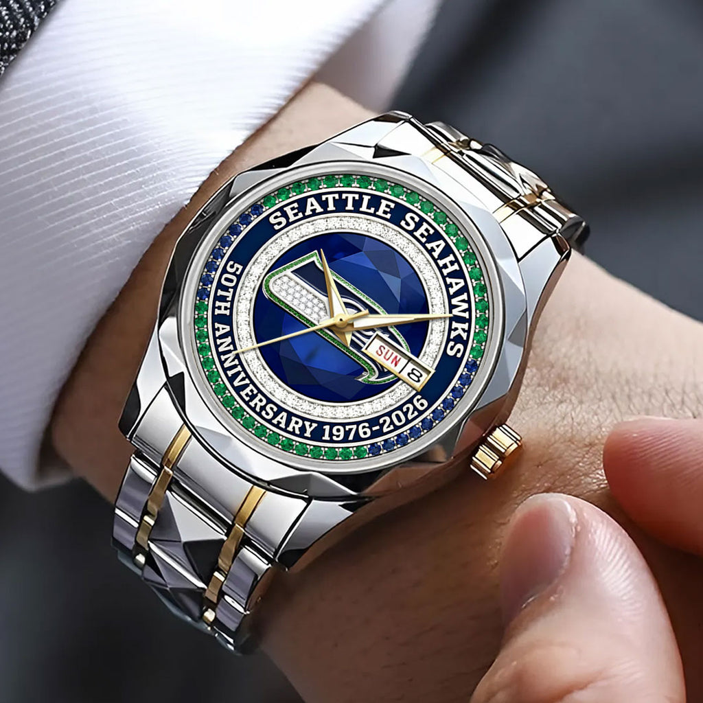 Seattle Seahawks 50th Anniversary Alloy Luxury Quartz Watch – HOATT15711