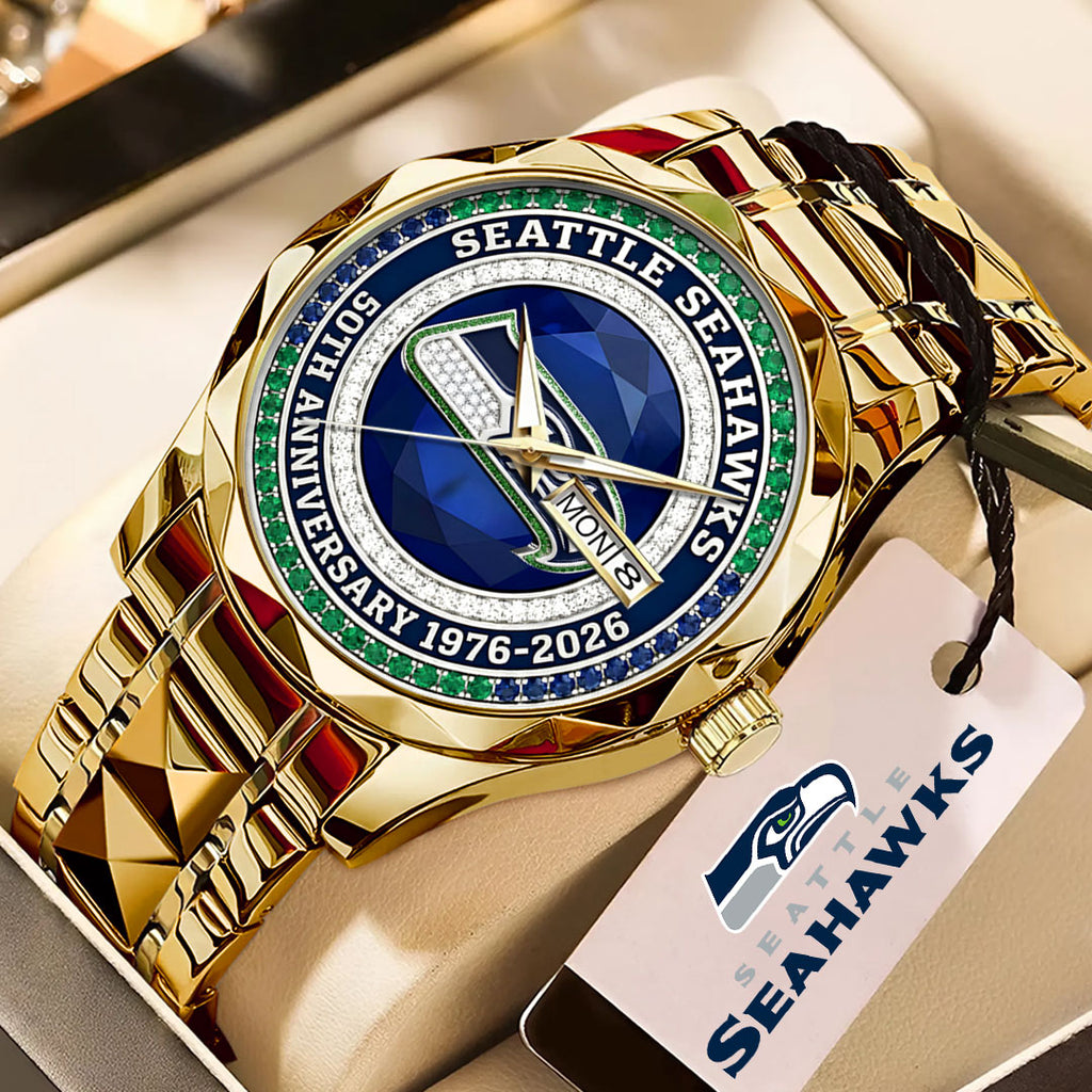 Seattle Seahawks 50th Anniversary Alloy Luxury Quartz Watch – HOATT15711