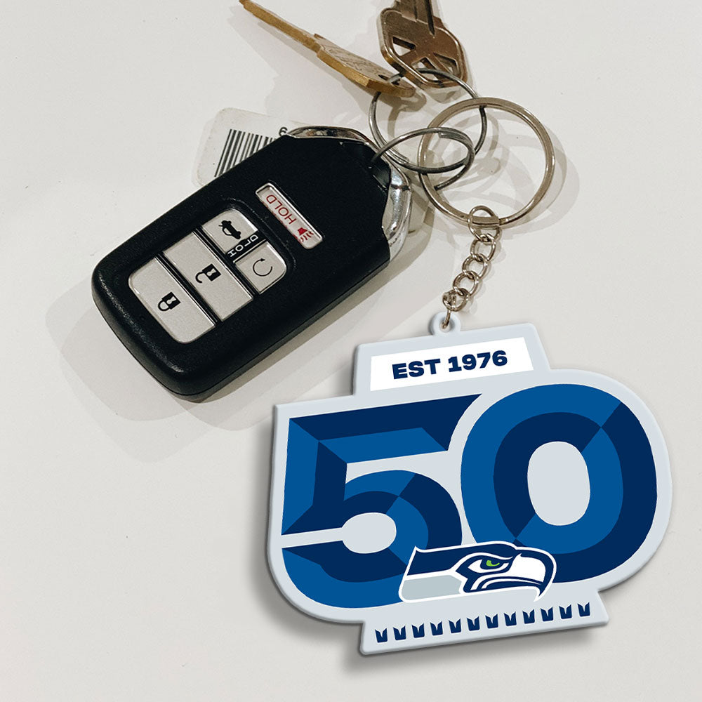 Seattle Seahawks 50th Anniversary Custom Shape 1-sided Keychain – MAITM14454