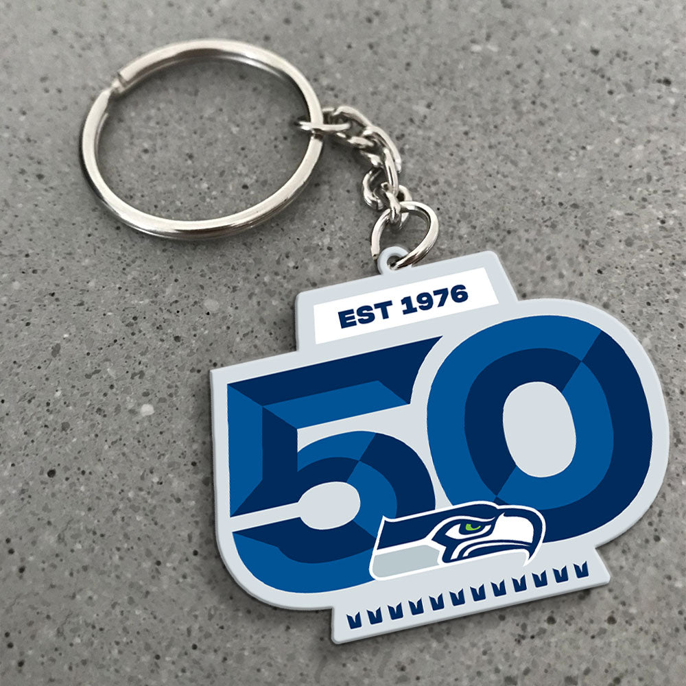 Seattle Seahawks 50th Anniversary Custom Shape 1-sided Keychain – MAITM14454