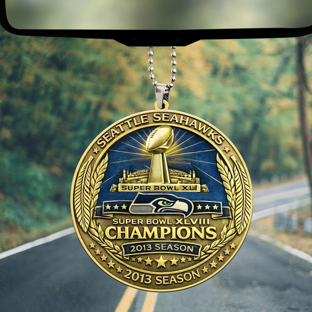 Seattle Seahawks 50th Anniversary Custom shape 2-sided Acrylic Car Ornament – MAITM14460