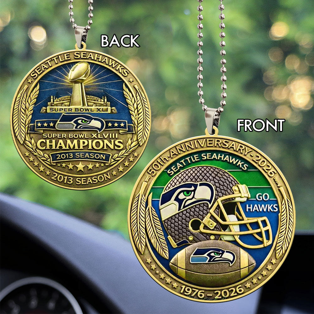 Seattle Seahawks 50th Anniversary Custom shape 2-sided Acrylic Car Ornament – MAITM14460