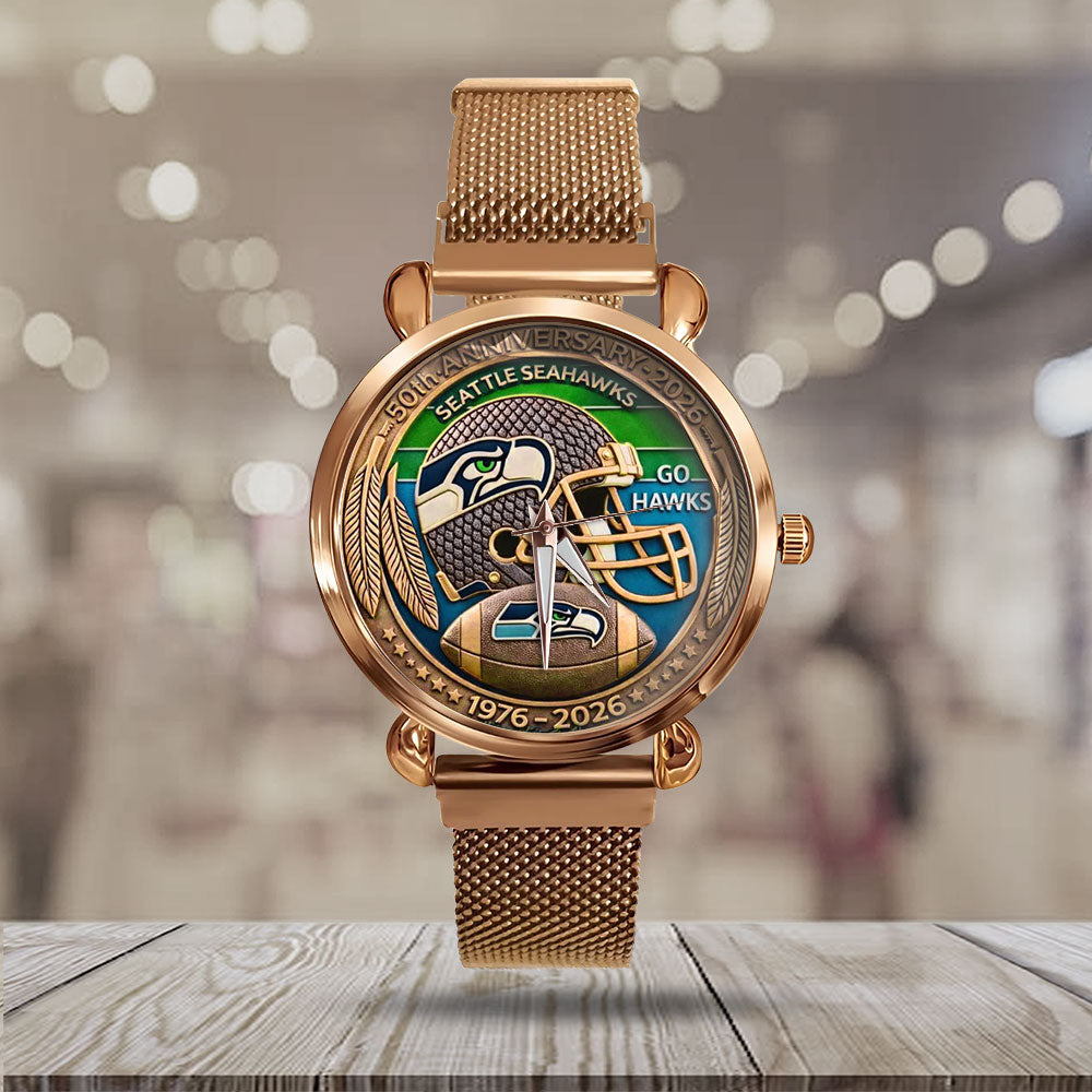 Seattle Seahawks 50th Anniversary Mesh Strap Quartz Watch – MAITM14749