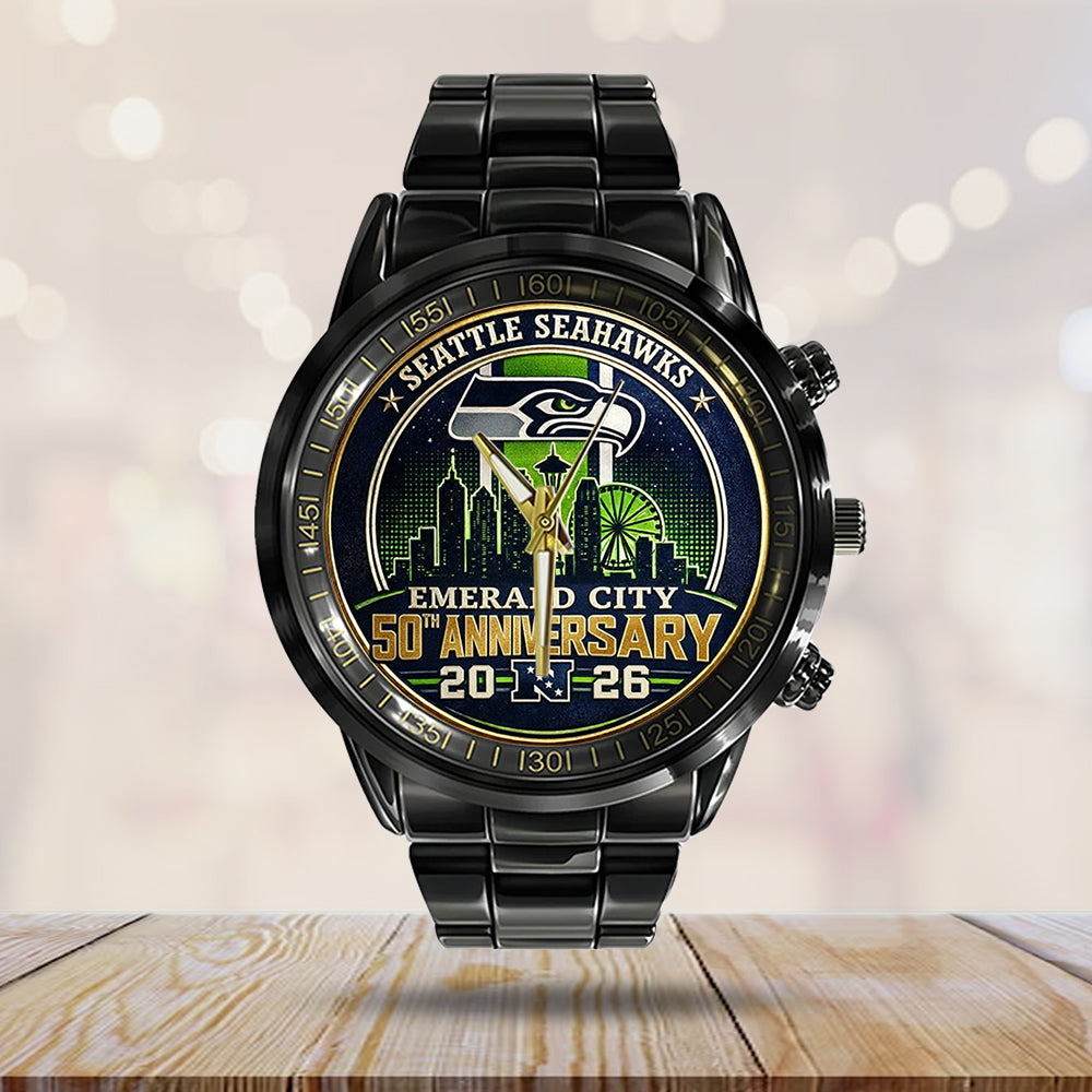 Seattle Seahawks Black Stainless Steel Watch – TMTHU3320
