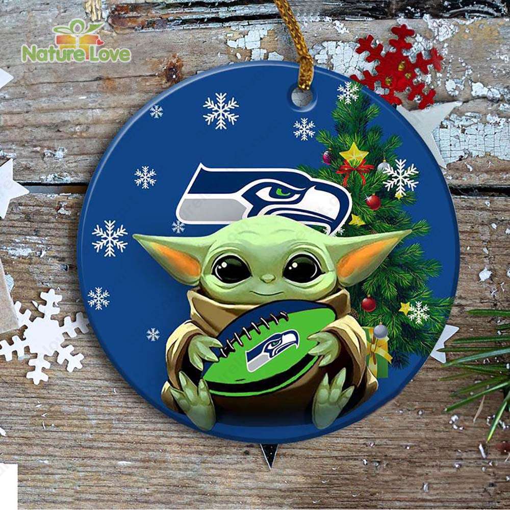 Seattle Seahawks Baby Yoda Ornament Christmas Tree Decorations NFL Gifts
