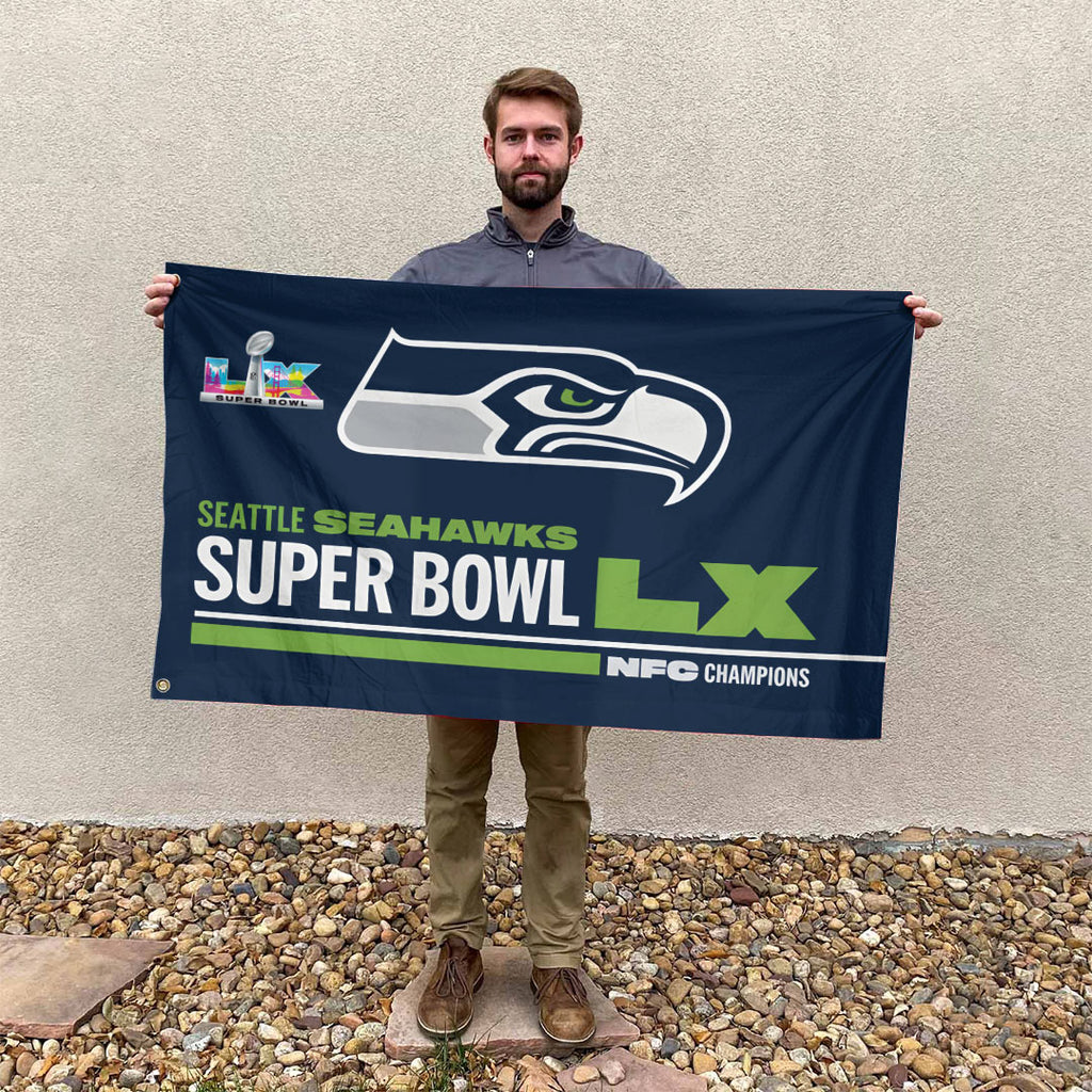 Seattle Seahawks 2025 NFC Champions 3D Double-side House Flag – TANTN20630