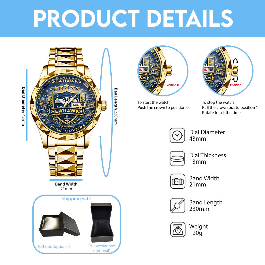 Seattle Seahawks Super Bowl LX 2025 Alloy Luxury Quartz Watch – TANTN20831