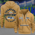 Seattle Seahawks Super Bowl LX Champions 2D Quarter Zip Hoodie – MAITM14790