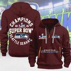 Seattle Seahawks Super Bowl LX Champions 2D Quarter Zip Hoodie – MAITM14790