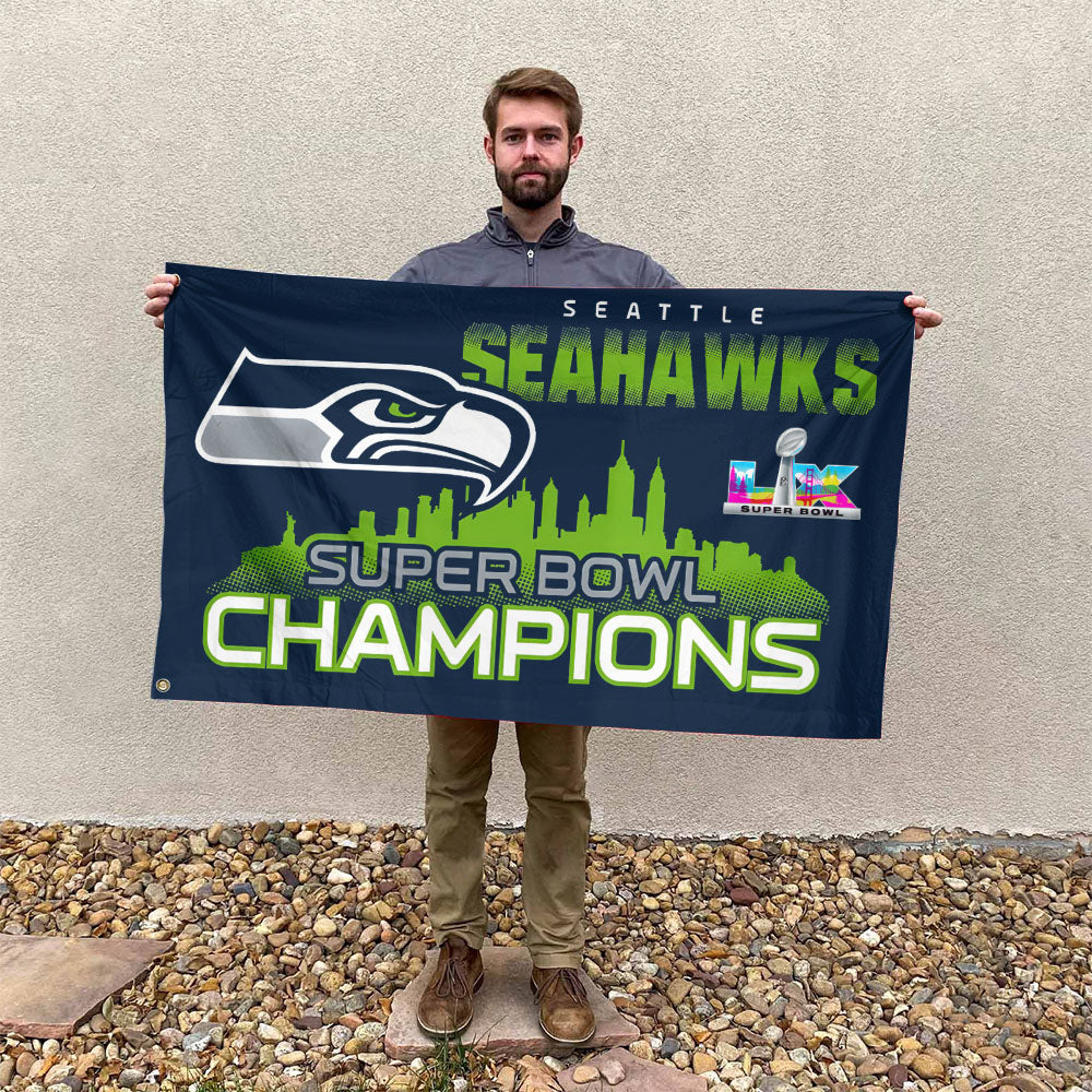 Seattle Seahawks Super Bowl LX Champions 3D Double-side House Flag – MAITM14854