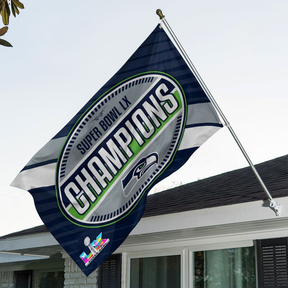 Seattle Seahawks Super Bowl LX Champions 3D Double-side House Flag – MAITM14875