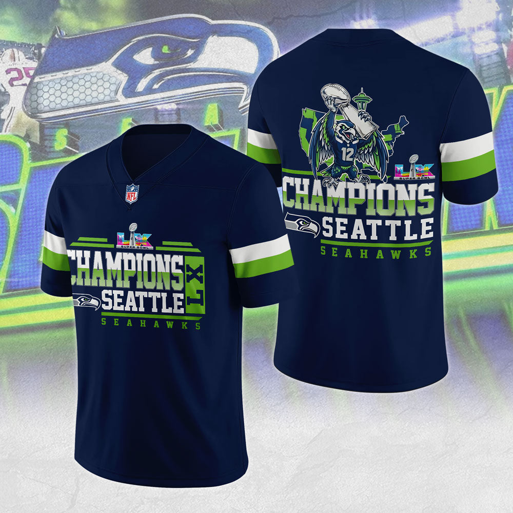 Seattle Seahawks Super Bowl LX Champions 3D Football Jersey – MAITM14789