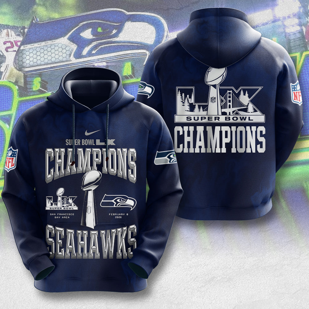 Seattle Seahawks Super Bowl LX Champions 3D Apparel – MAITM14763
