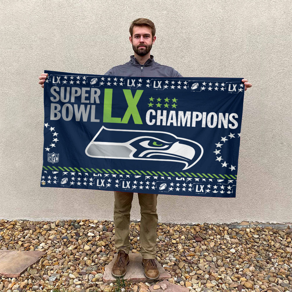 Seattle Seahawks Super Bowl LX Champions 3D Double-side House Flag – MAITM14765