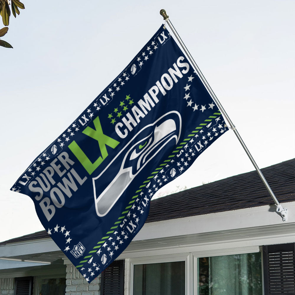 Seattle Seahawks Super Bowl LX Champions 3D Double-side House Flag – MAITM14765
