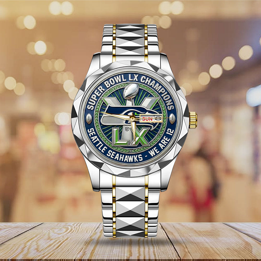 Seattle Seahawks Super Bowl LX Champions Alloy Luxury Quartz Watch – MAITM14758