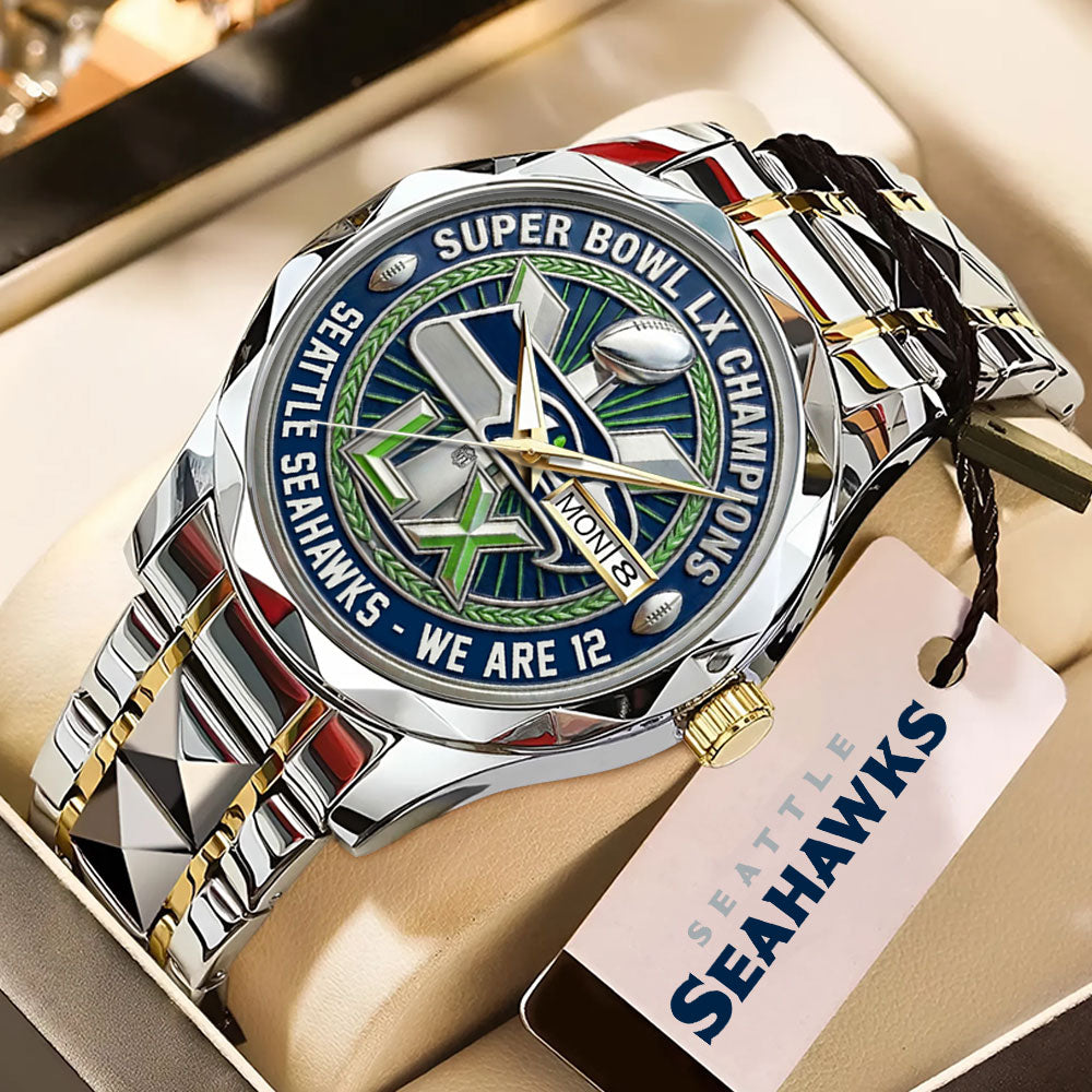 Seattle Seahawks Super Bowl LX Champions Alloy Luxury Quartz Watch – MAITM14758