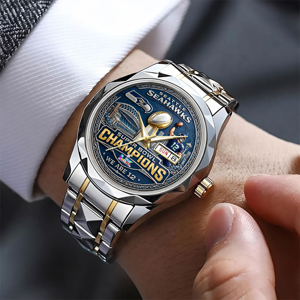 Seattle Seahawks Super Bowl LX Champions Alloy Luxury Quartz Watch – MAITM14780